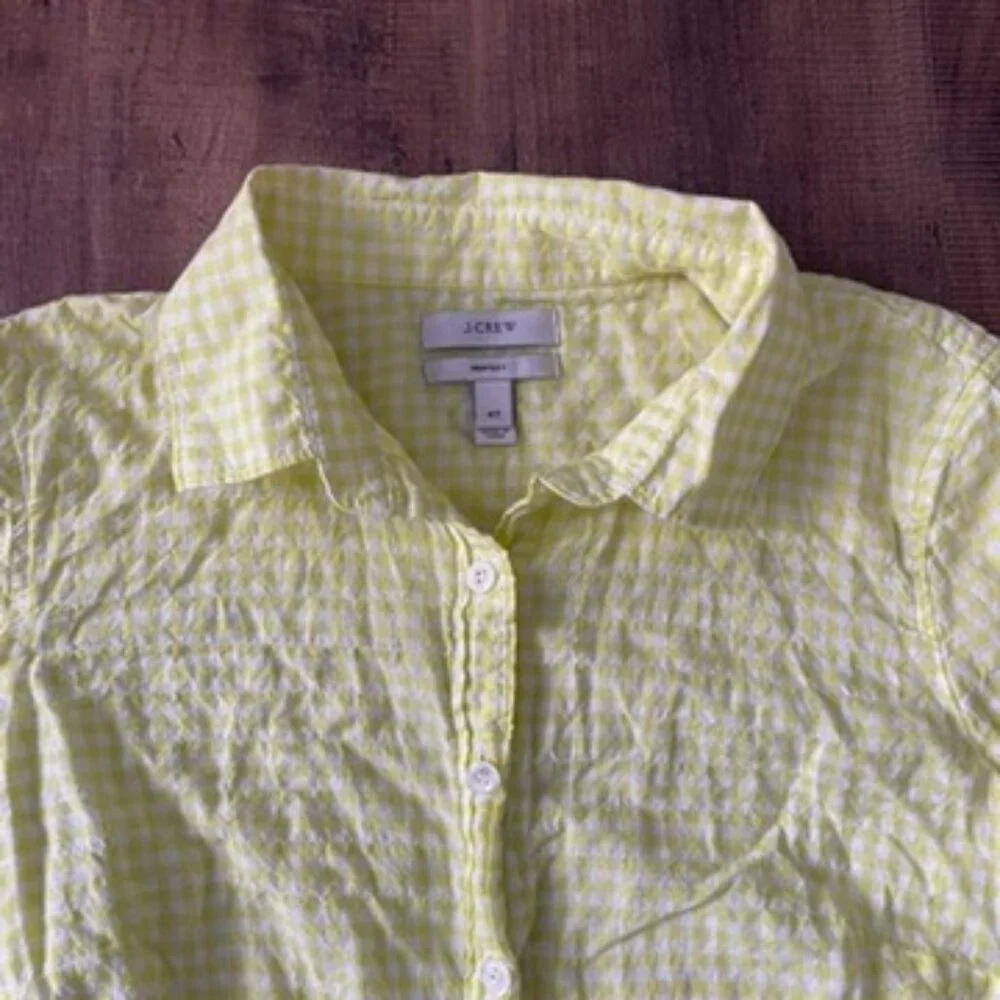 J.Crew 4T Yellow Gingham Button‎ Front Shirt Lightweight Cotton Top